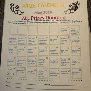Prize Calendar Monthly Fundraiser Raffle Board - Gold and White Design